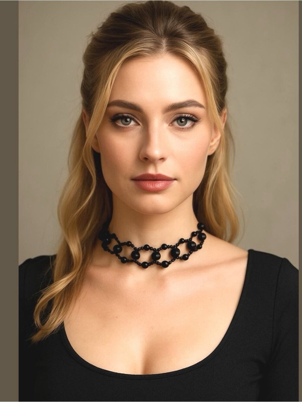 Jet Black Crystal Choker Necklace